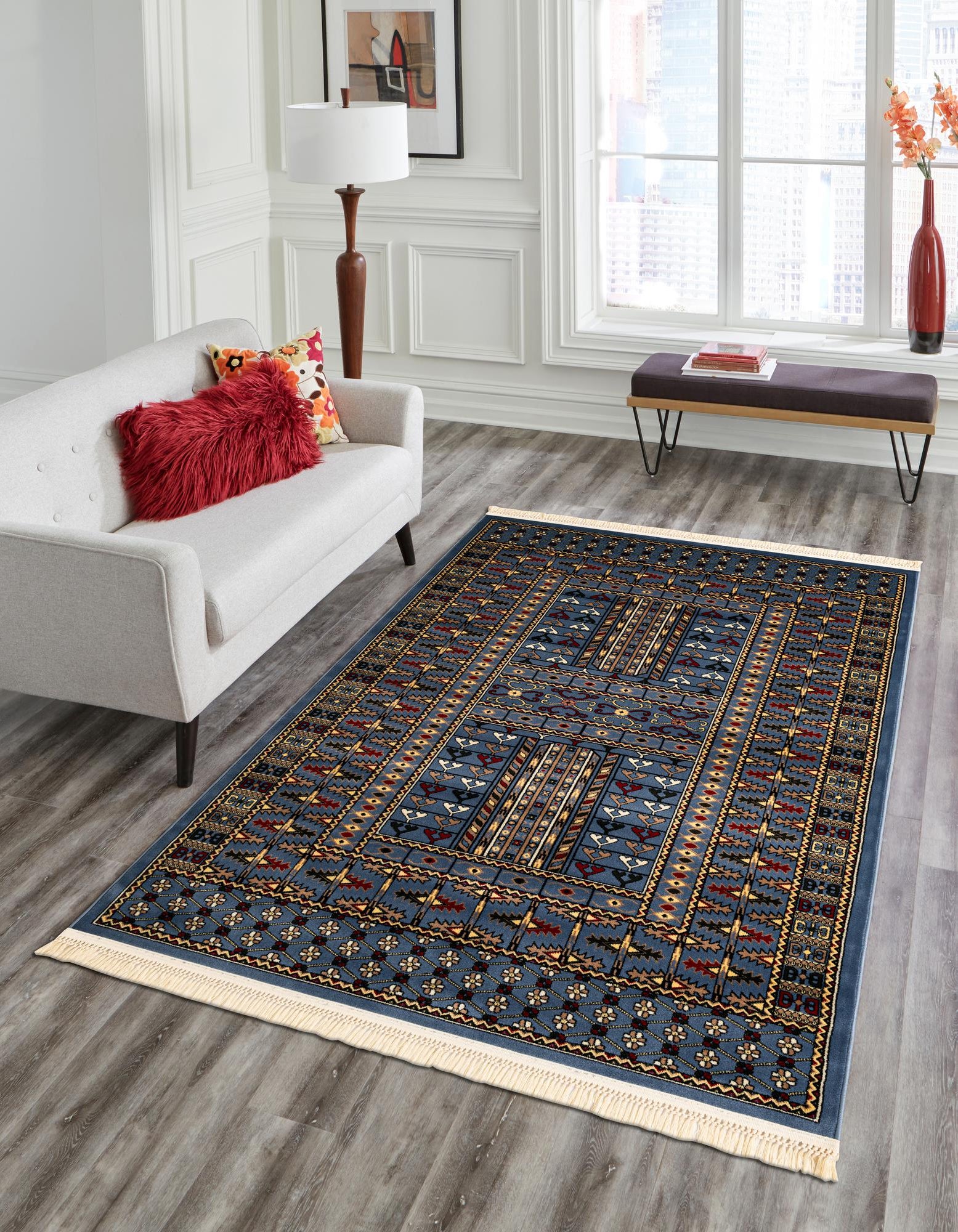Blue 3' 3 x 5' 3 Bokhara Rug | Rugs.com