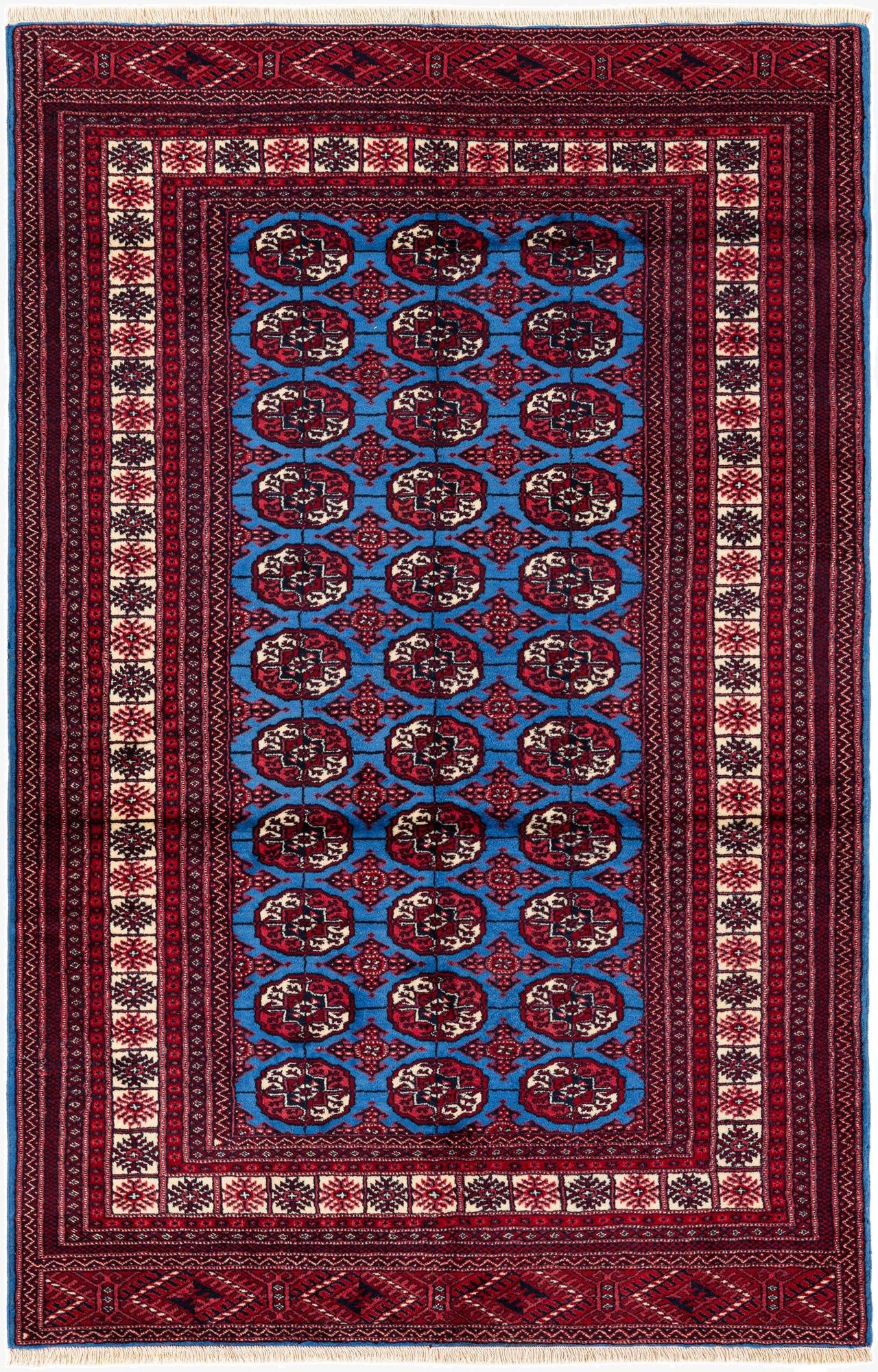  4' 2 x 6' 6  Hand Knotted Bokhara Wool Rug