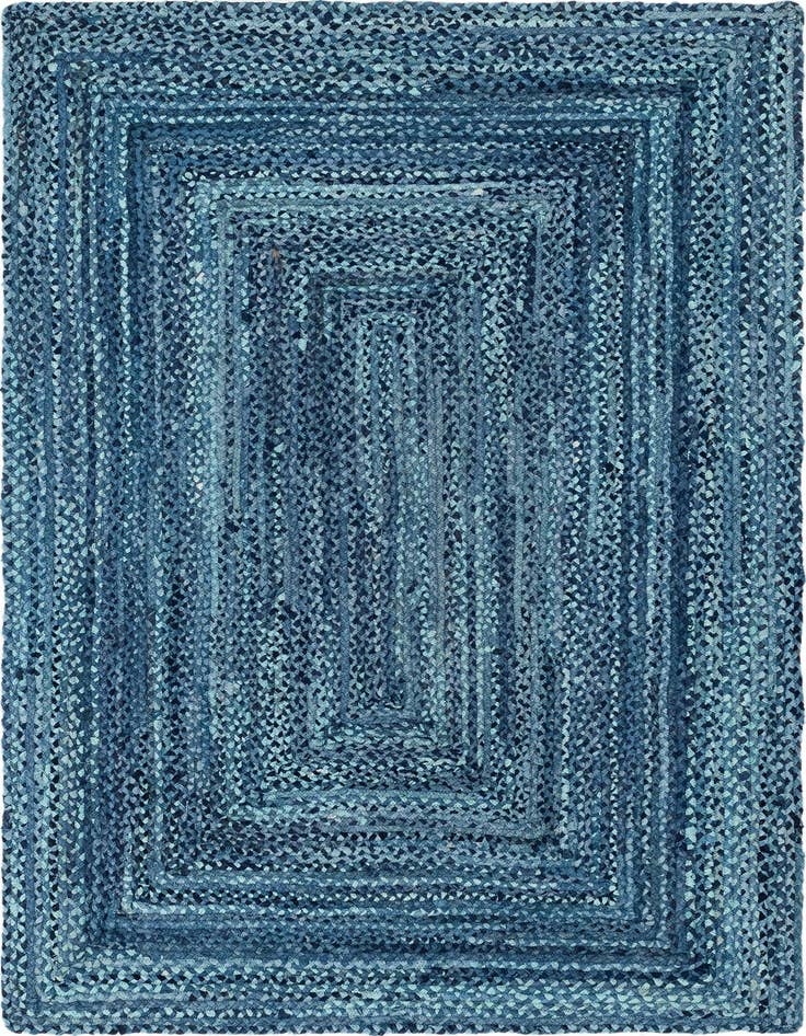 Detail image of  6' 1 x 9'  Hand Braided Chindi Rug