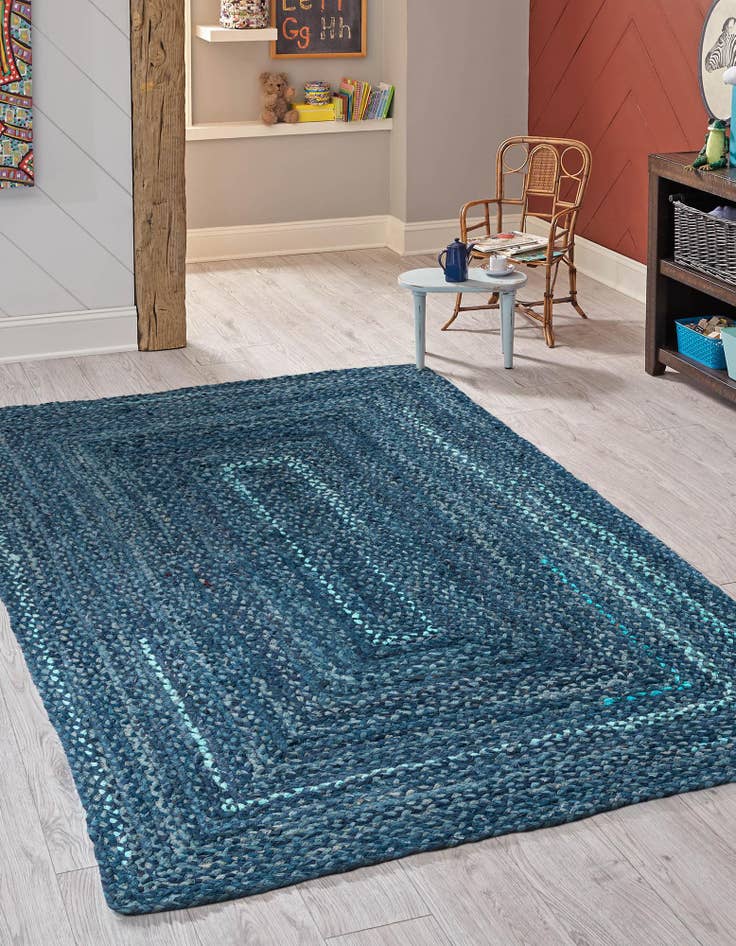 Detail image of  2' x 3' 1  Hand Braided Chindi Rug