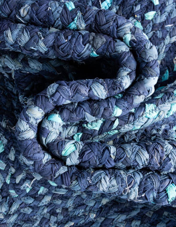 Detail image of  8' x 10'  Hand Braided Chindi Rug