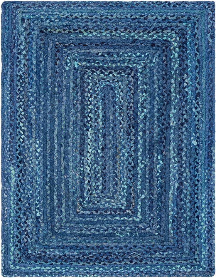 Detail image of  4' 1 x 6' 1  Hand Braided Chindi Rug