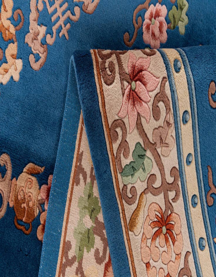 Detail image of  4' 11 x 8' 4  Hand Knotted Carved Pekin Wool Rug