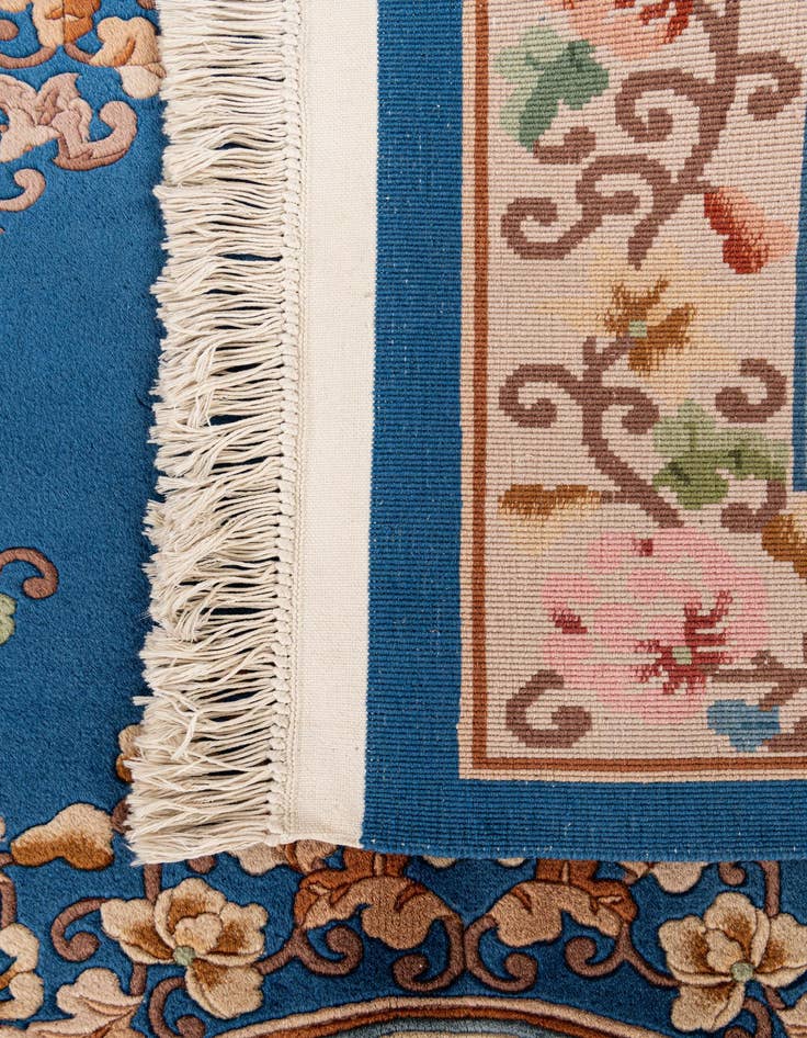 Detail image of  4' 11 x 8' 4  Hand Knotted Carved Pekin Wool Rug