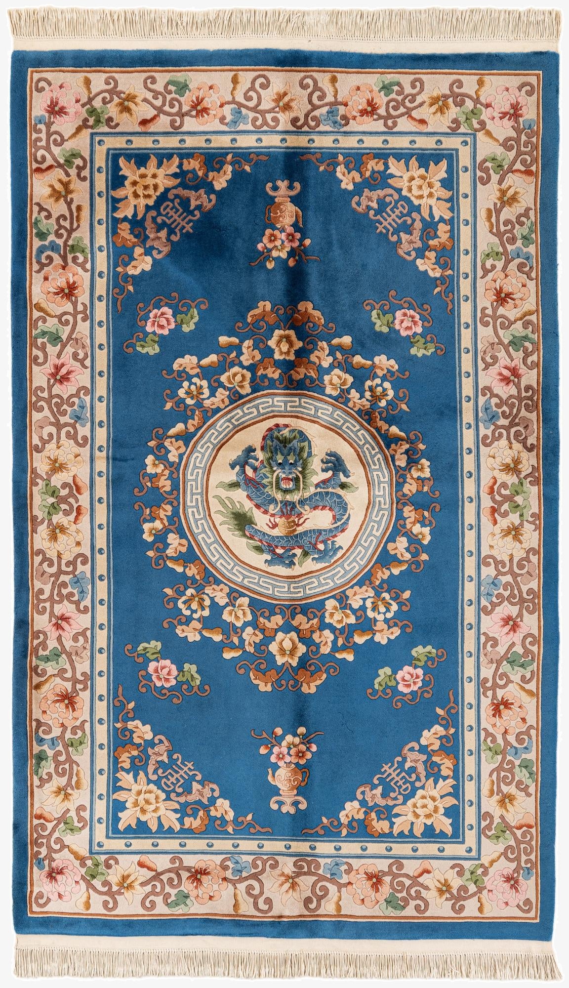  4' 11 x 8' 4  Hand Knotted Carved Pekin Wool Rug