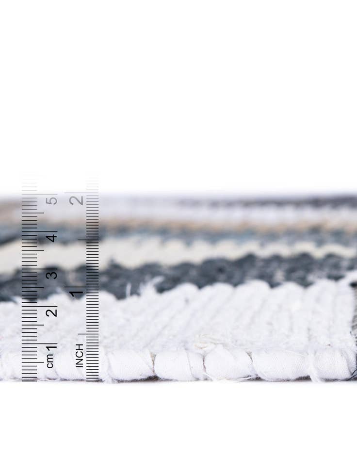 Detail image of  Custom Blue  Hand Braided Chindi Cotton Rug