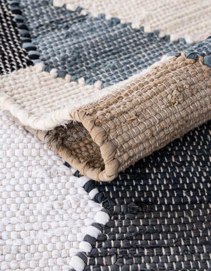 Detail image of  Custom Blue  Hand Braided Chindi Cotton Rug