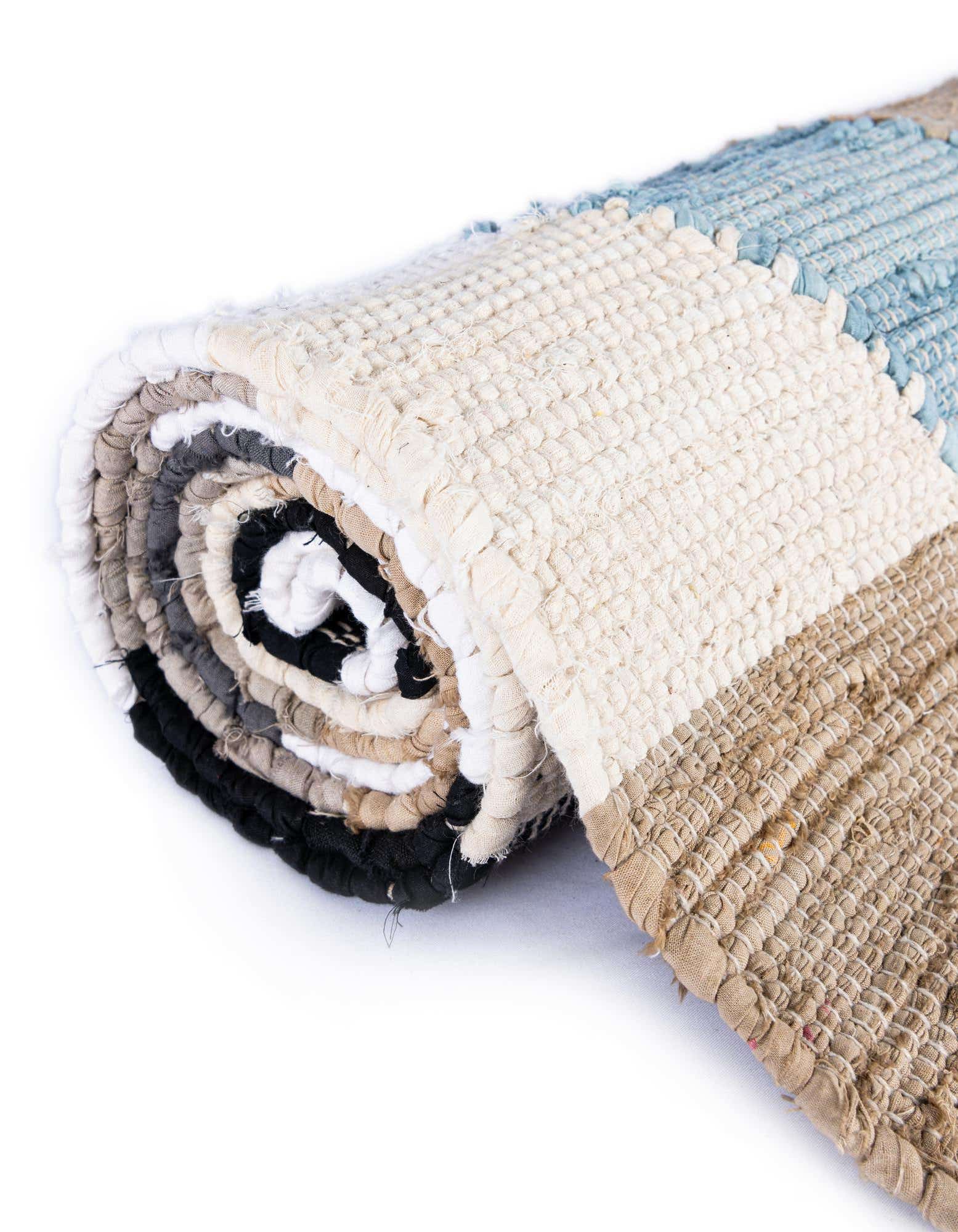 Primary image  Custom Blue  Hand Braided Chindi Cotton Rug