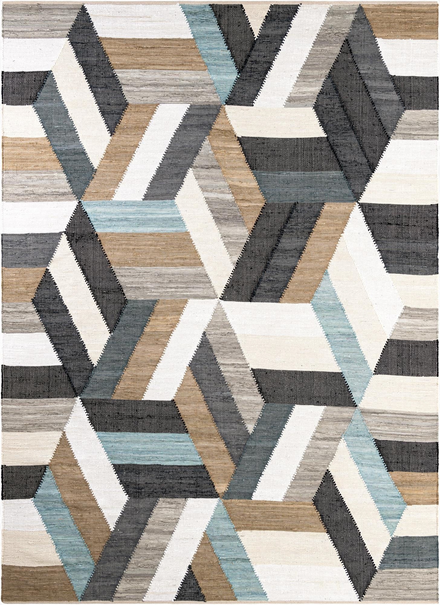 Primary image  9' x 12'  Hand Braided Chindi Cotton Rug