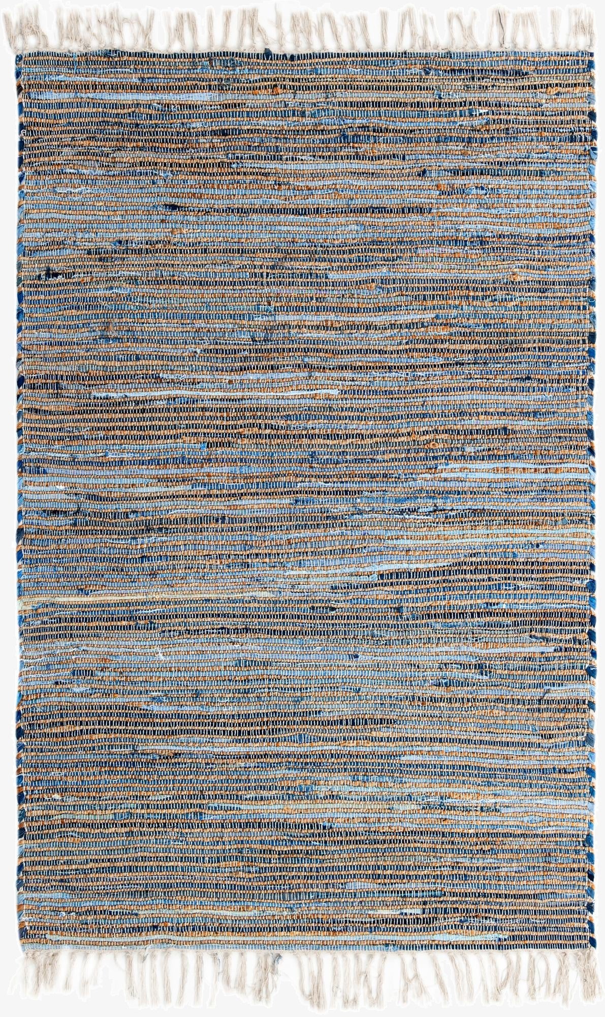  4' 1 x 6' 1  Hand Woven Chindi Jute Rug