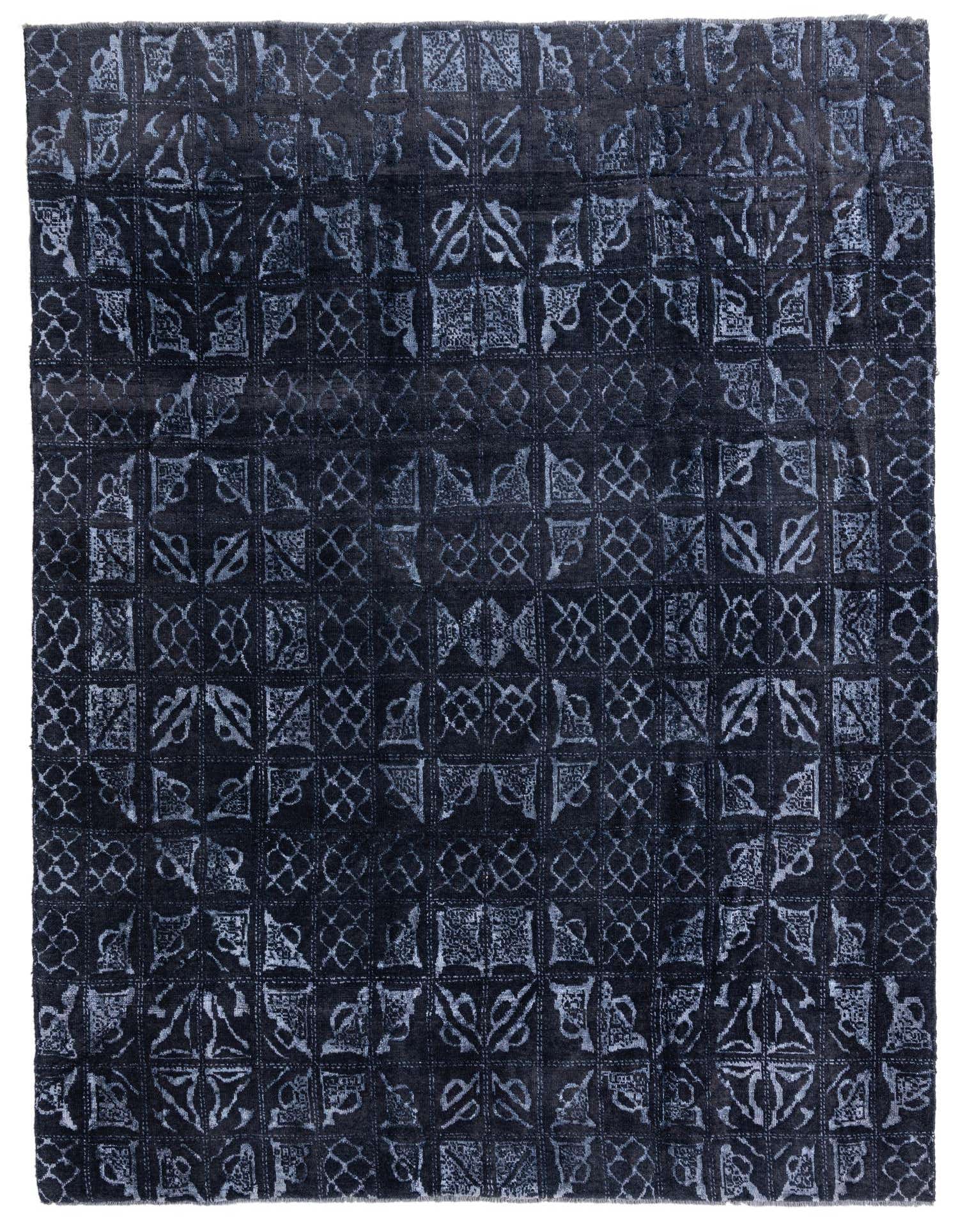 A 9x12 rectangular Darya rug in shades of blue, featuring a modern abstract and oriental pattern, ideal for a living room.