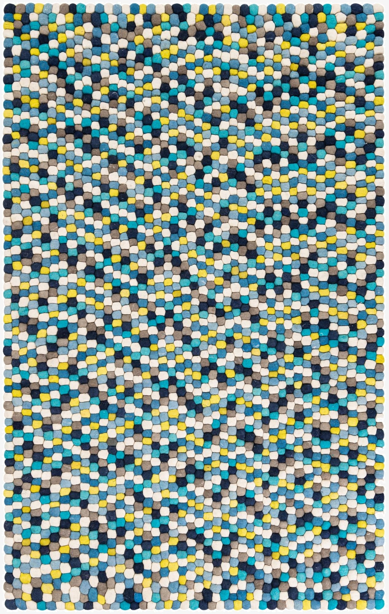  5' 1 x 8' Felt Ball Wool Rug