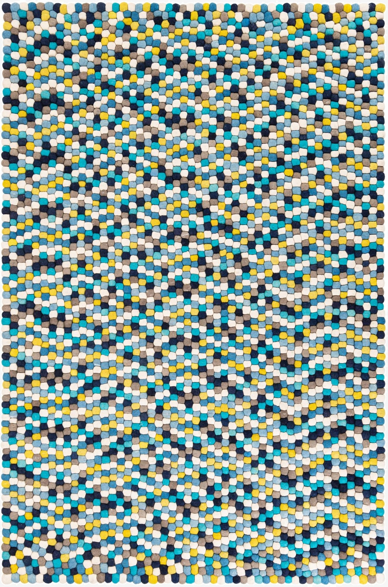  6' 1 x 9'  Hand Woven Felt Ball Wool Rug