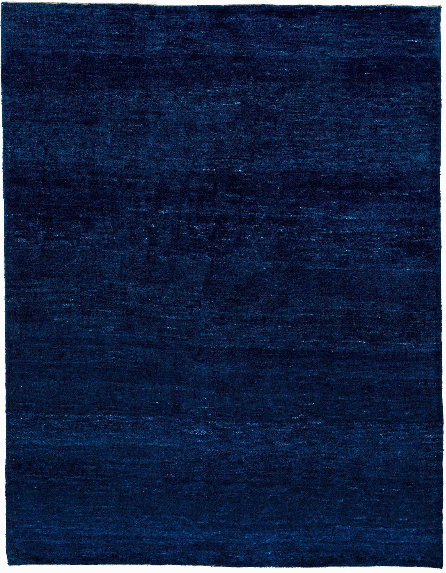 A 4x6 rectangular Gabbeh Shouli rug in deep blue, featuring a subtle modern textured pattern, suitable for various indoor rooms.