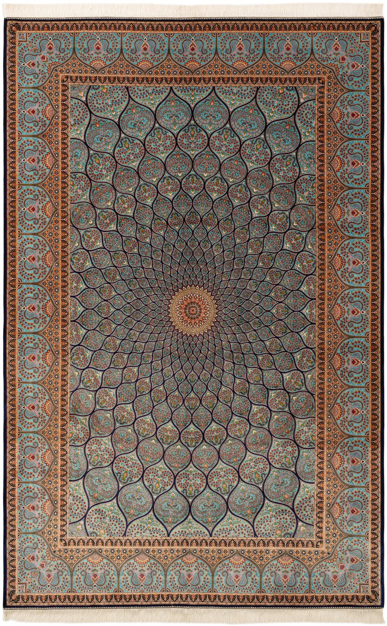  6' 4 x 9' 9 Ghom Design Rug