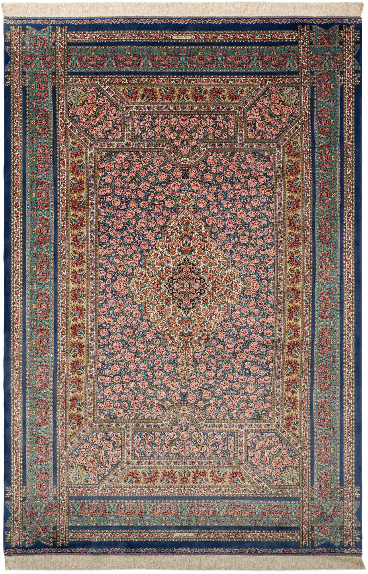  6' 6 x 9' 8 Ghom Design Rug
