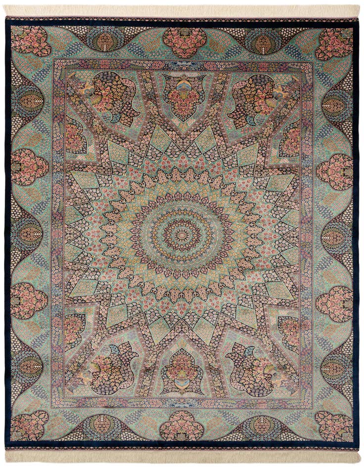 Detail image of  6' 5 x 9' 6 Ghom Design Rug