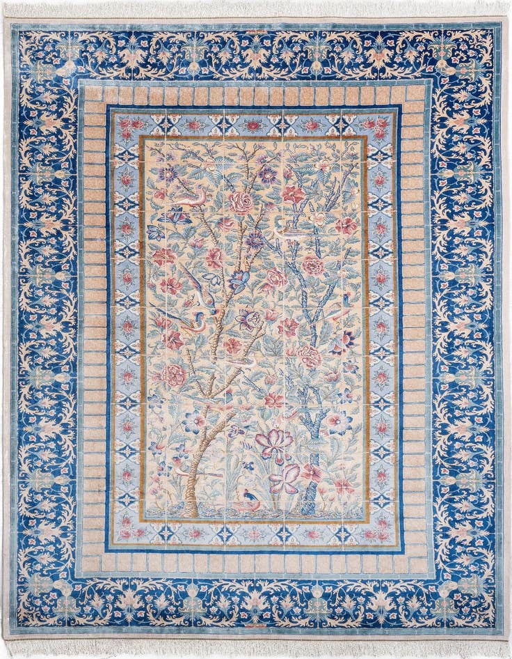 Detail image of  6' 7 x 9' 10 Ghom Design Rug