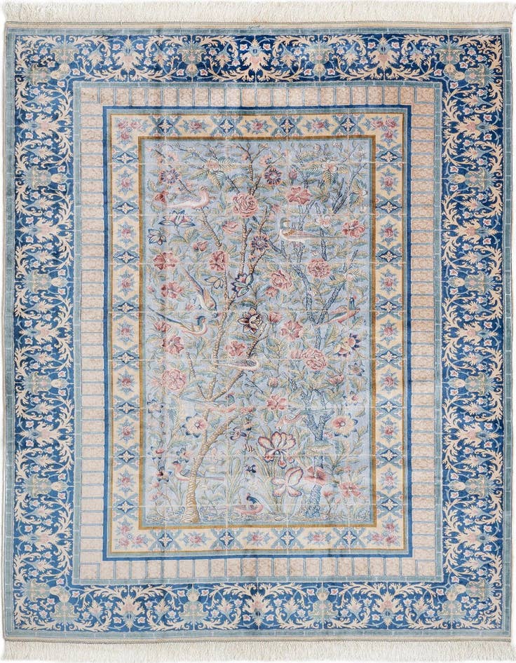 Detail image of  4' 11 x 7' 5 Ghom Design Rug