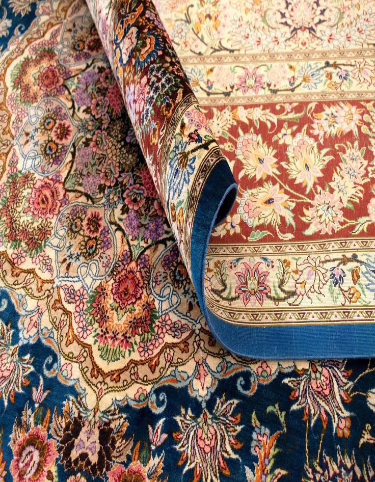 Detail image of  6' 6 x 10' 2 Ghom Silk Rug