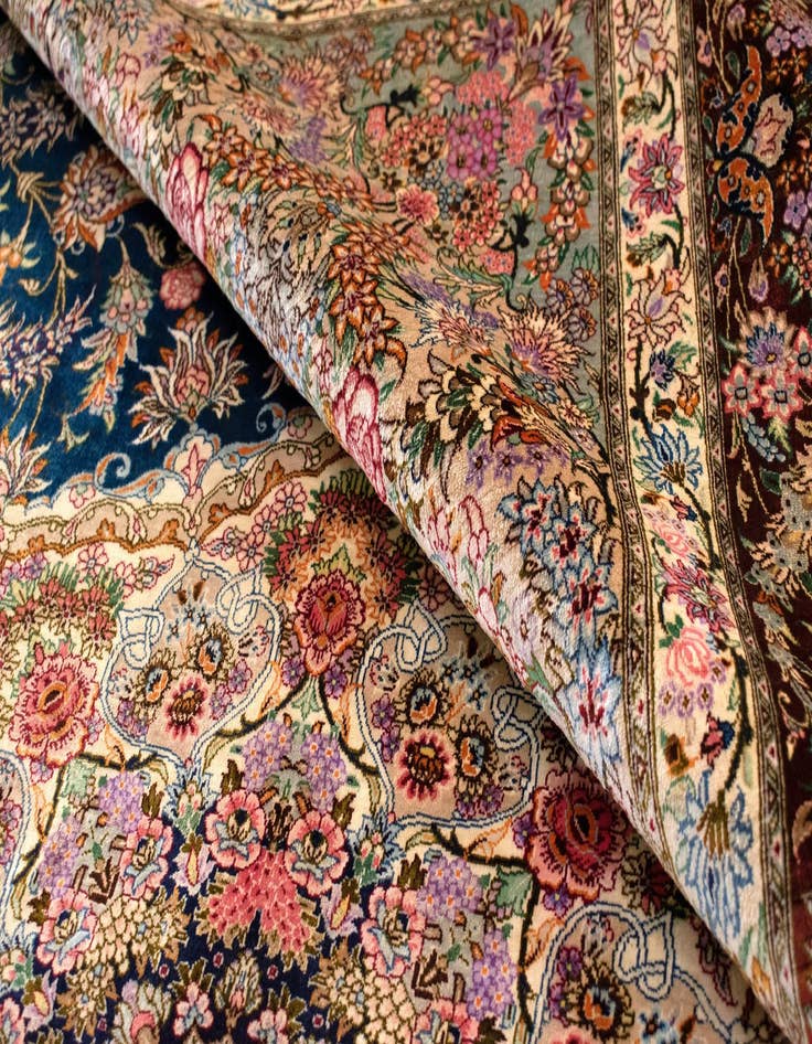 Detail image of  6' 6 x 10' 2 Ghom Silk Rug