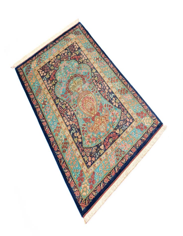 Detail image of  2' 7 x 4' Ghom Silk Rug