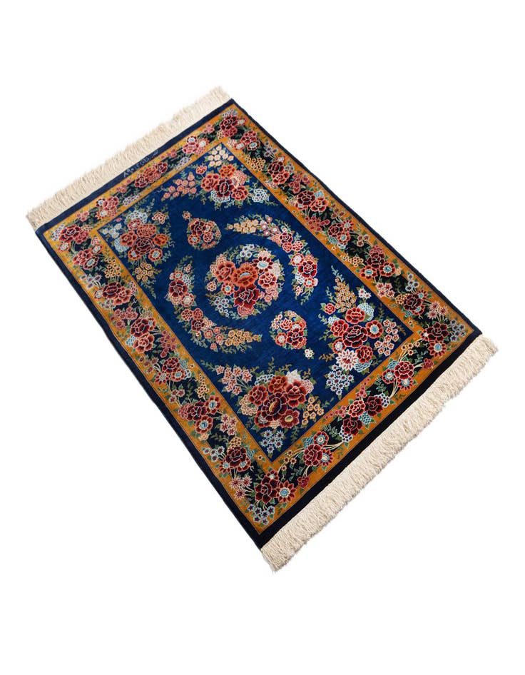 Detail image of  2' 7 x 4' Ghom Silk Rug