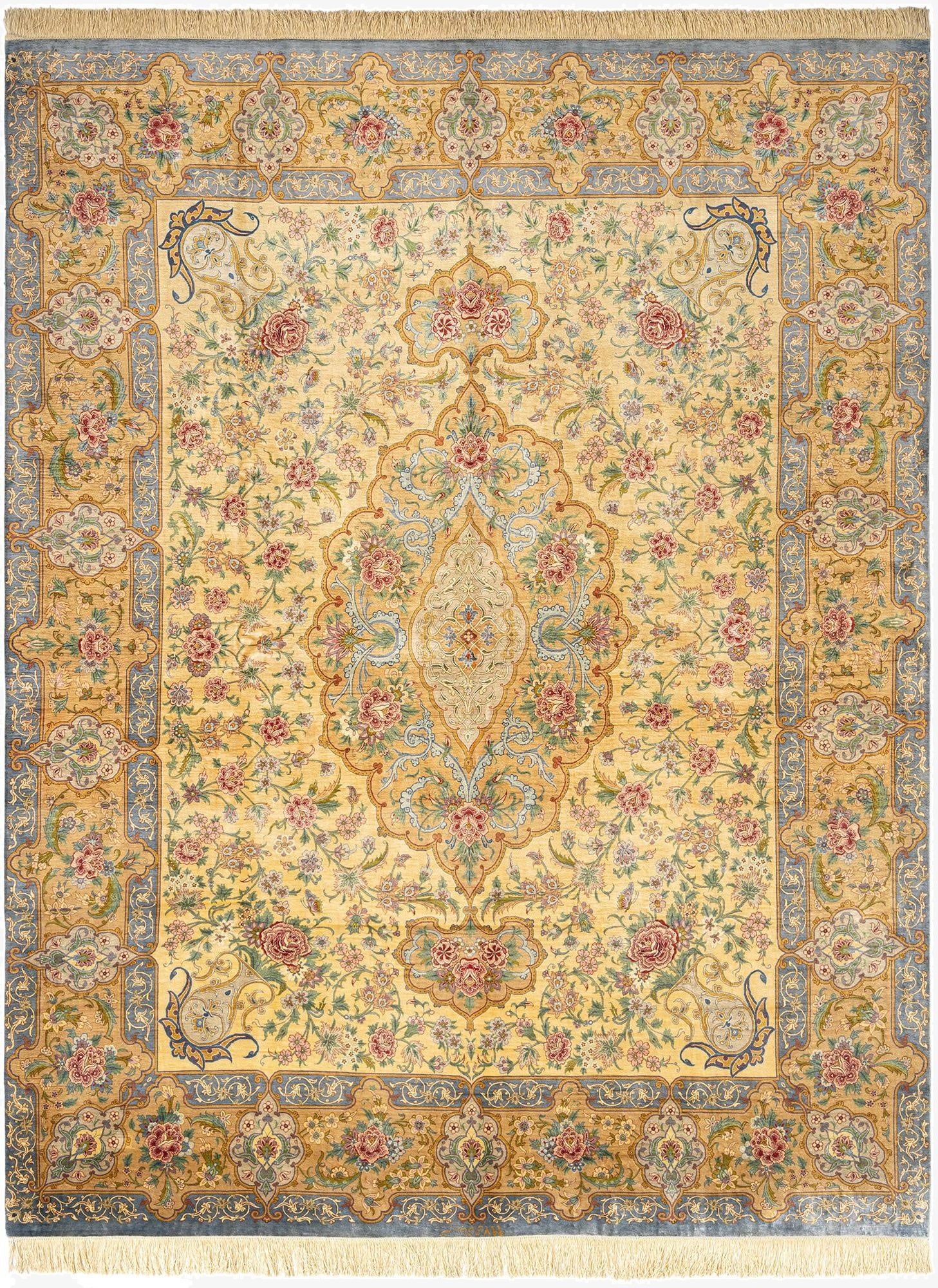  6' 8 x 8' 5 Ghom Silk Rug