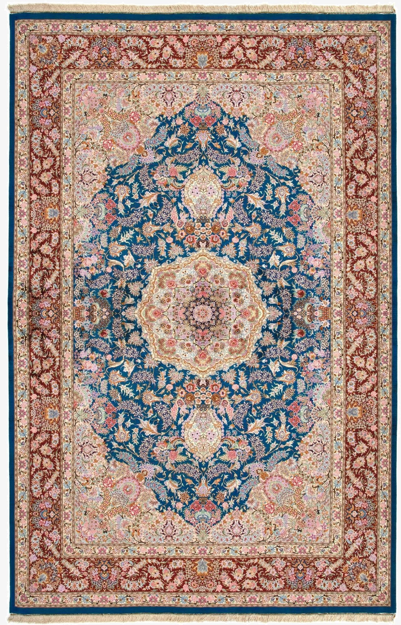  6' 6 x 10' 2 Ghom Silk Rug