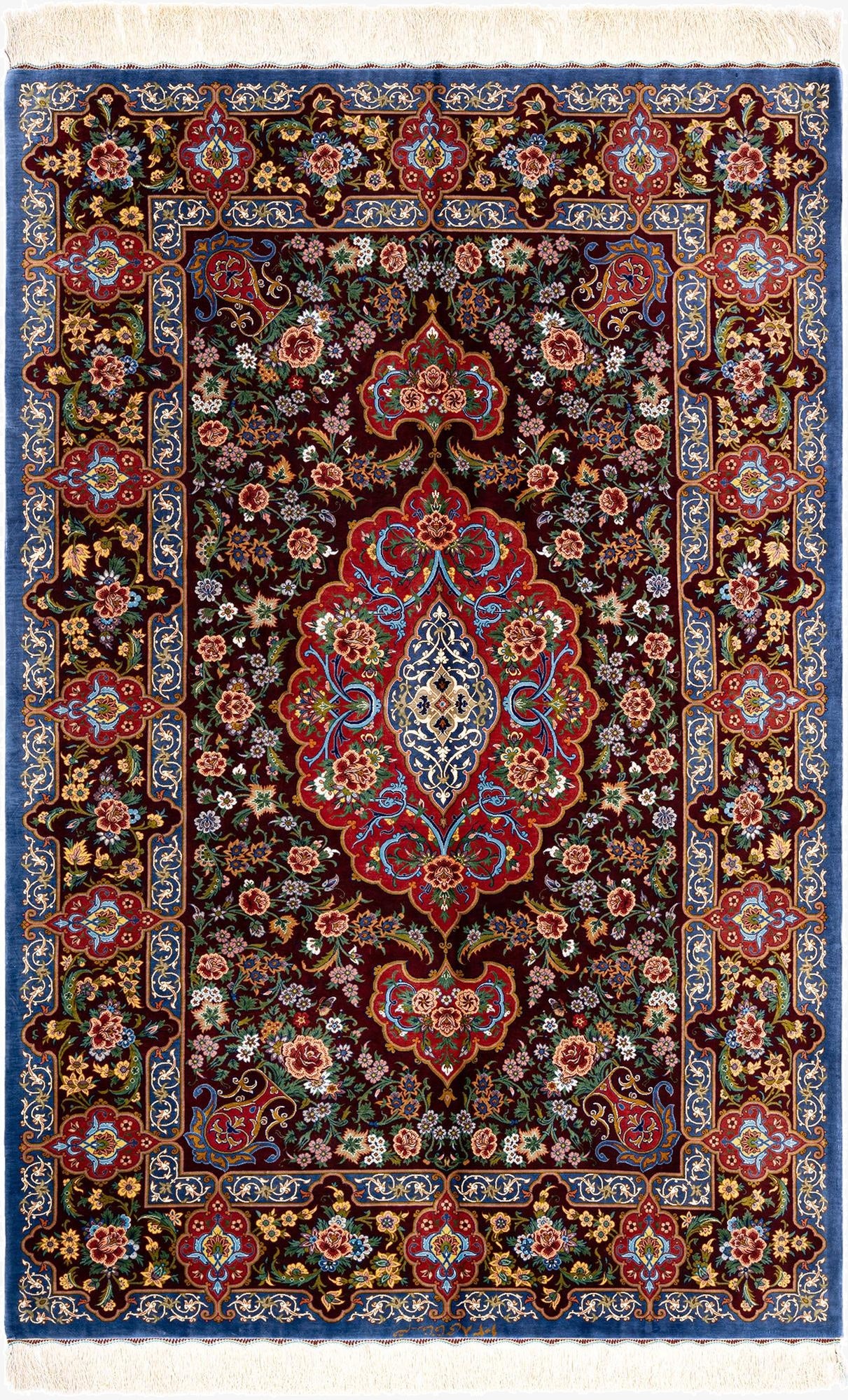  4' 4 x 6' 5 Ghom Silk Rug