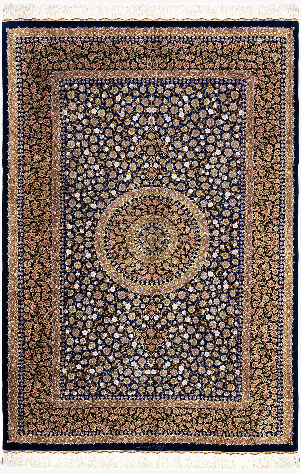  4' 4 x 6' 4 Ghom Silk Rug