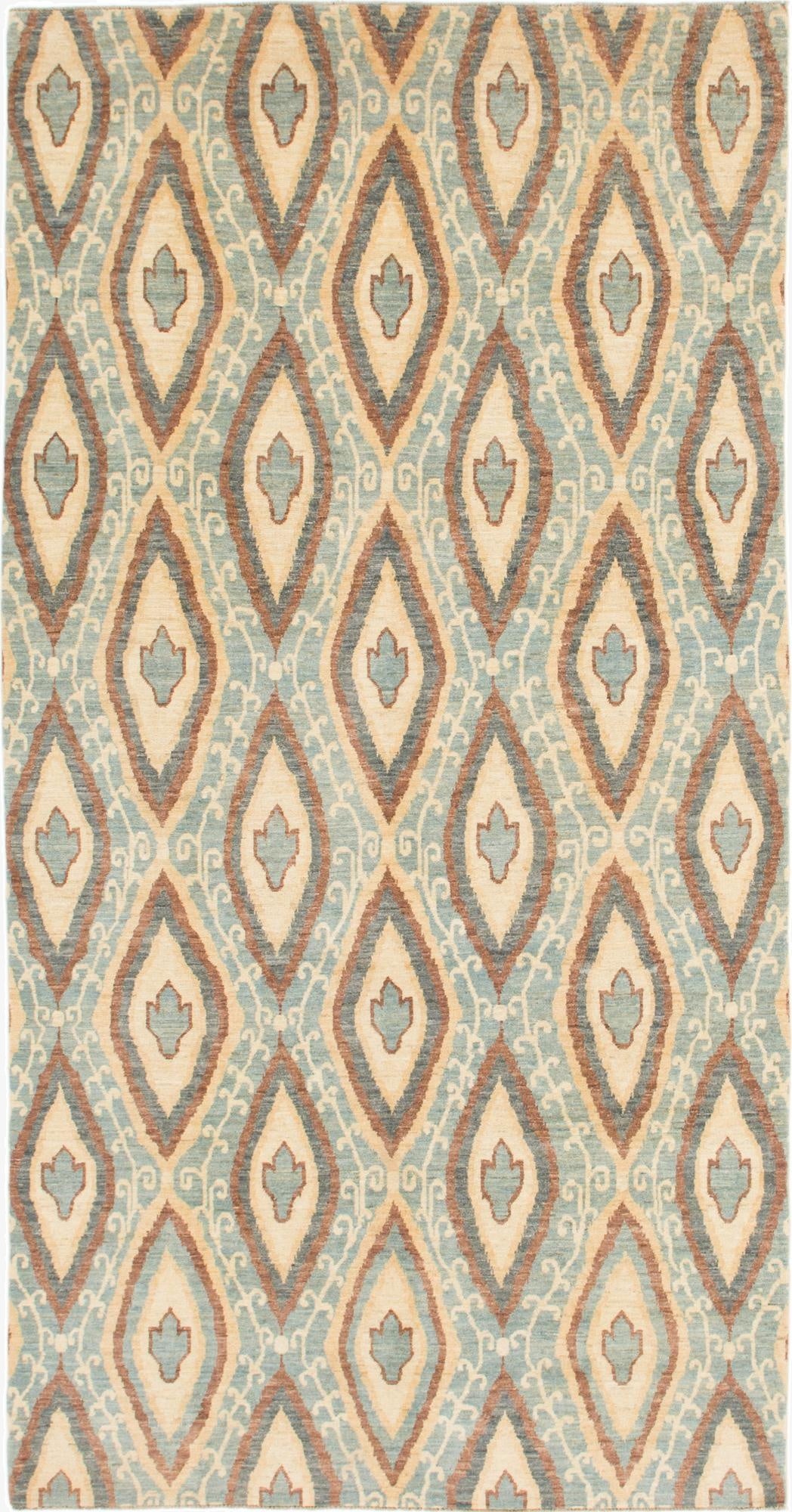  5' 7 x 10' 8  Hand Knotted Ikat Rug