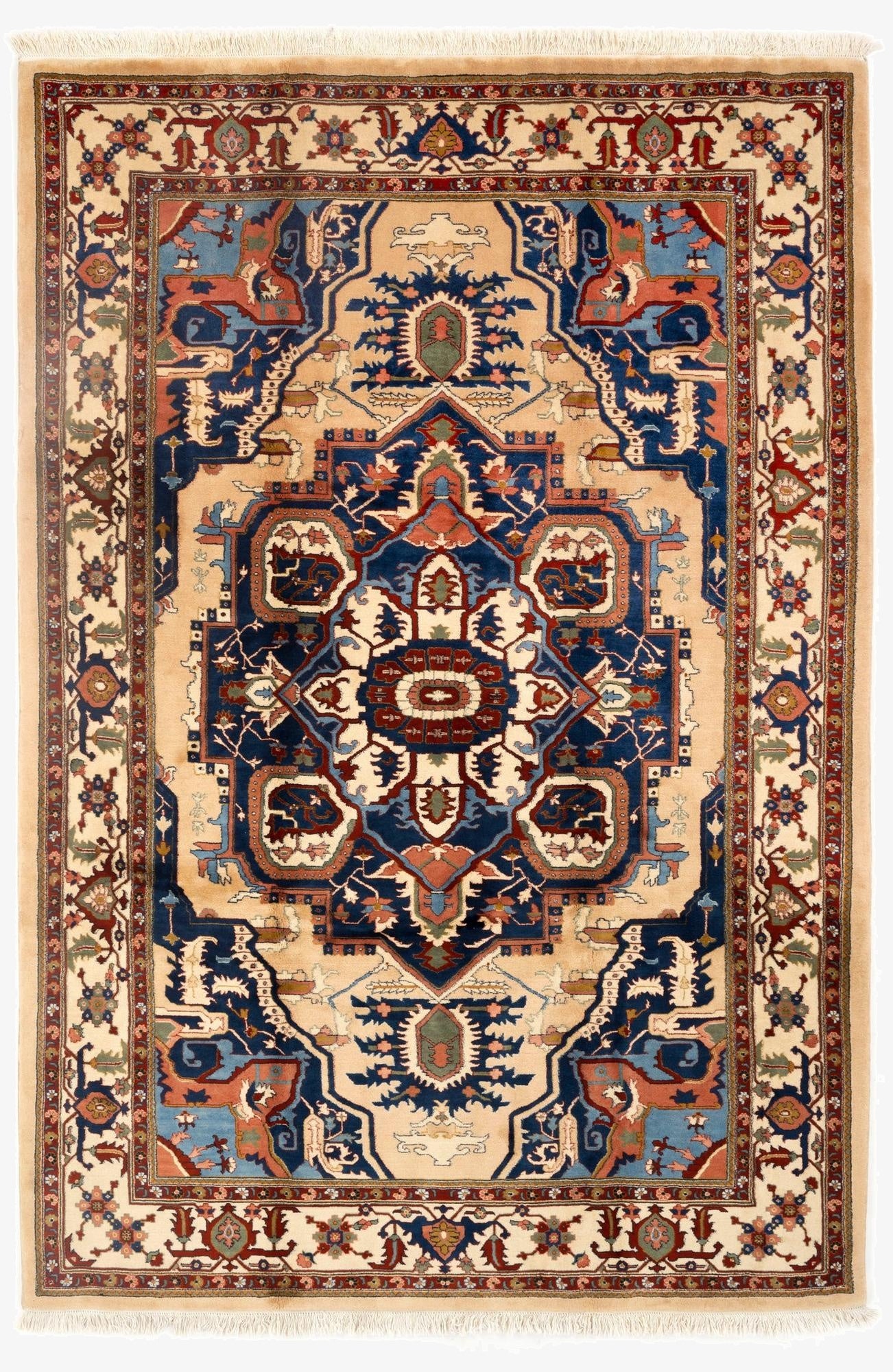  6' 9 x 10' 2  Hand Knotted Indo Heriz Wool Rug