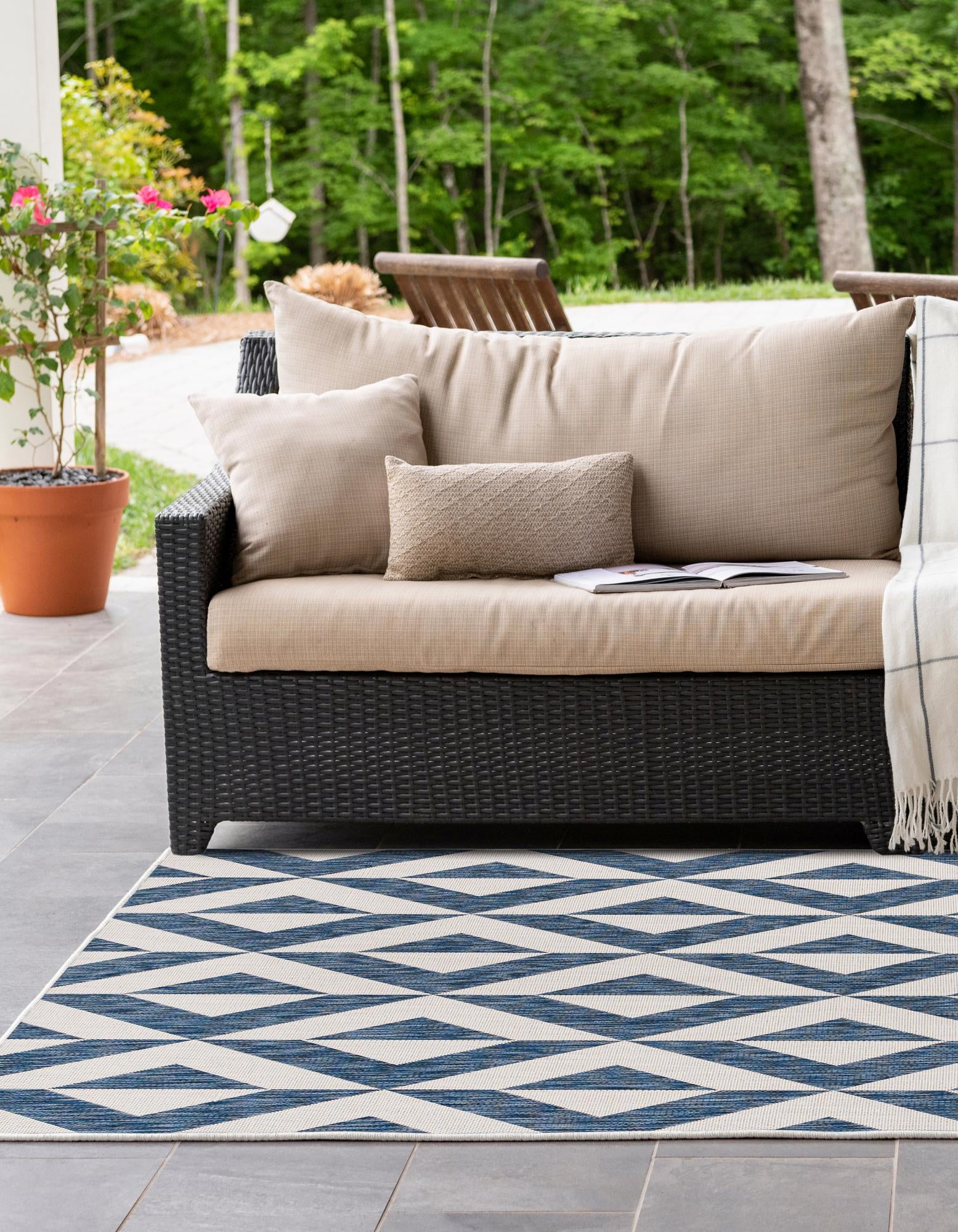 Blue Custom Blue Jill Zarin Indoor / Outdoor Rug | Rugs.com