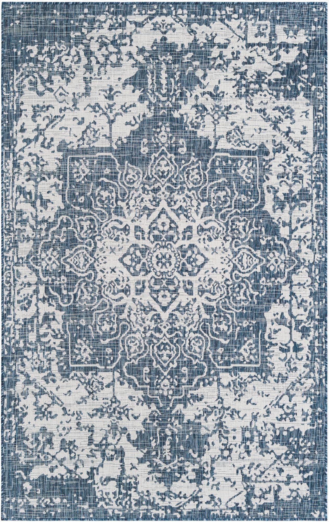  Custom Blue  Washable Jill Zarin Indoor / Outdoor Rug