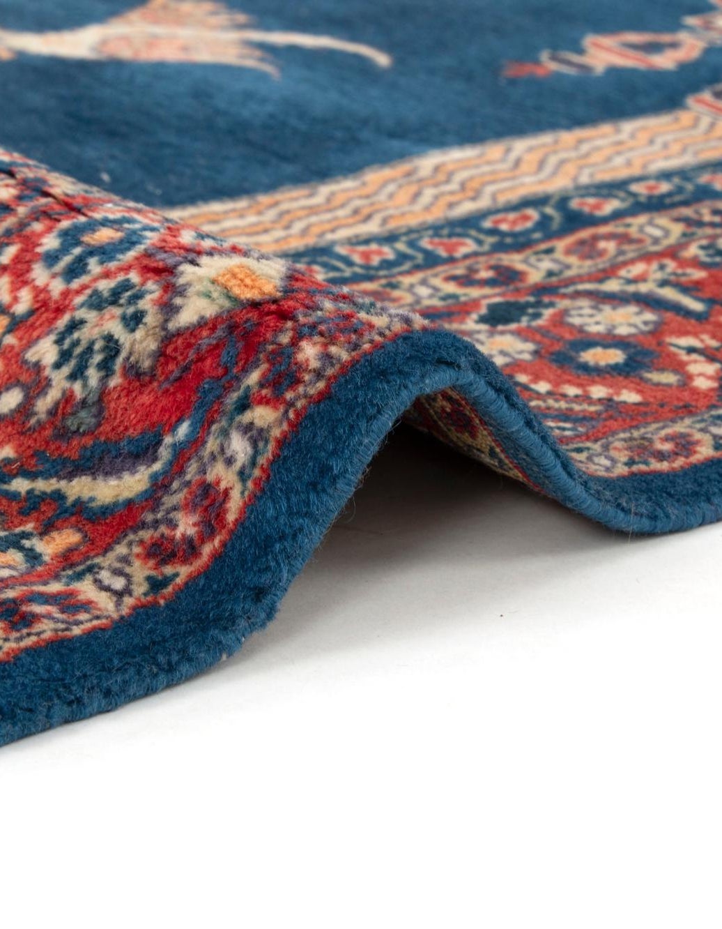 Kashan Blue Rug Blue 3' 6 x 4' 11 Hand Knotted Kashan Persian Wool Rug | Rugs.com