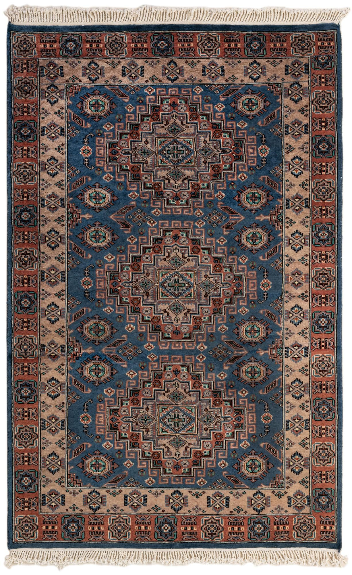  4' 4 x 6' 1  Hand Knotted Kazak Oriental Wool Rug