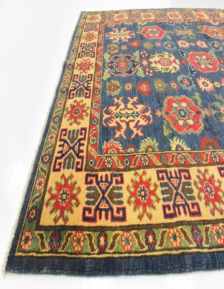 Detail image of  5' x 6' 6  Hand Knotted Kazak Rug