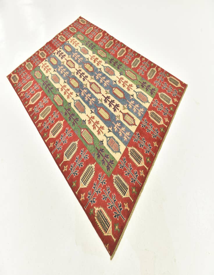 Detail image of  5' 6 x 8'  Hand Knotted Kazak Rug