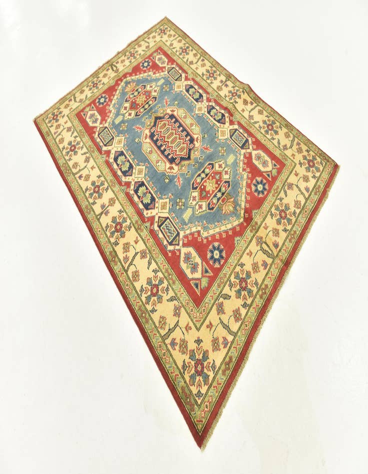 Detail image of  5' x 6' 6  Hand Knotted Kazak Rug