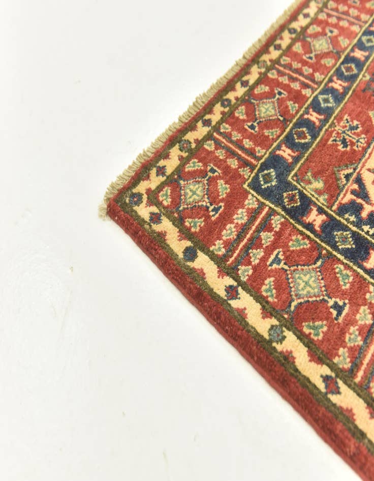 Detail image of  4' x 5' 8  Hand Knotted Kazak Rug