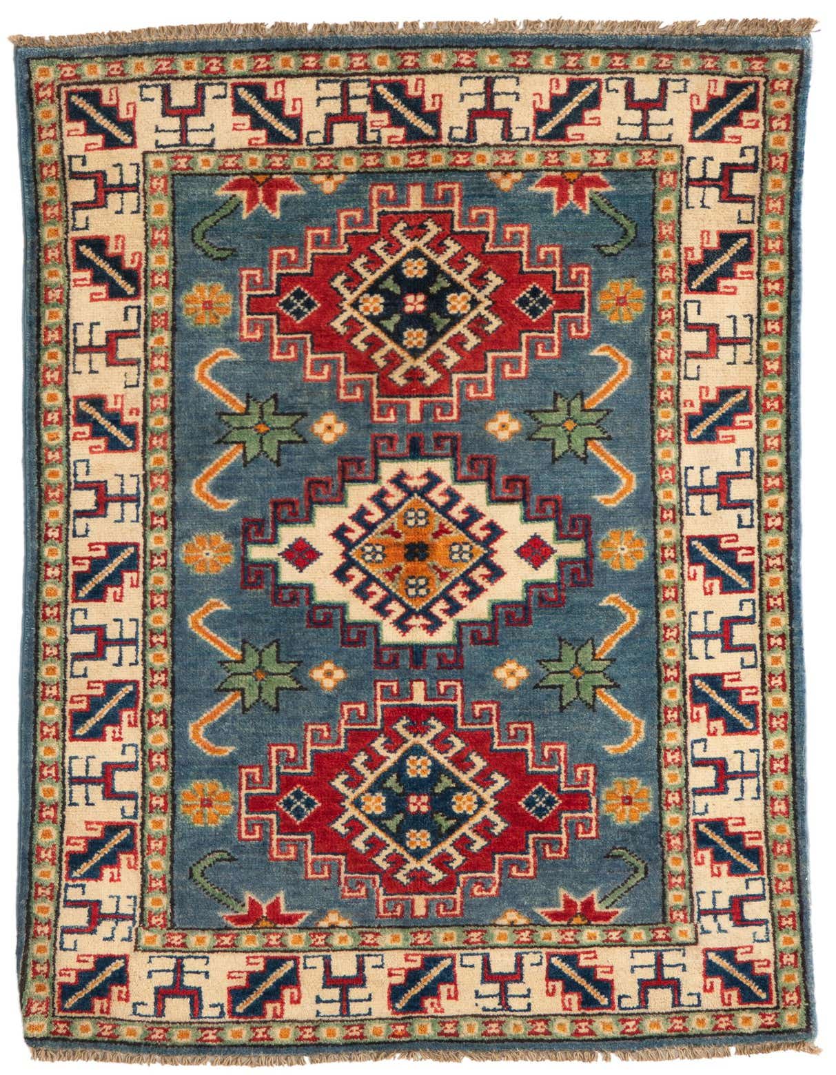 Primary image  2' 6 x 4' 3  Hand Knotted Kazak Rug