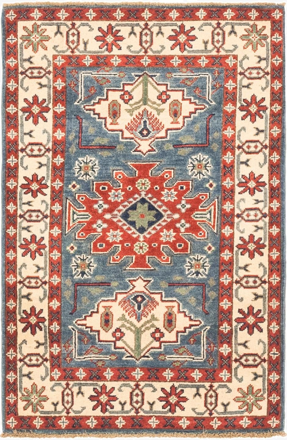  2' 8 x 4' 2  Hand Knotted Kazak Rug