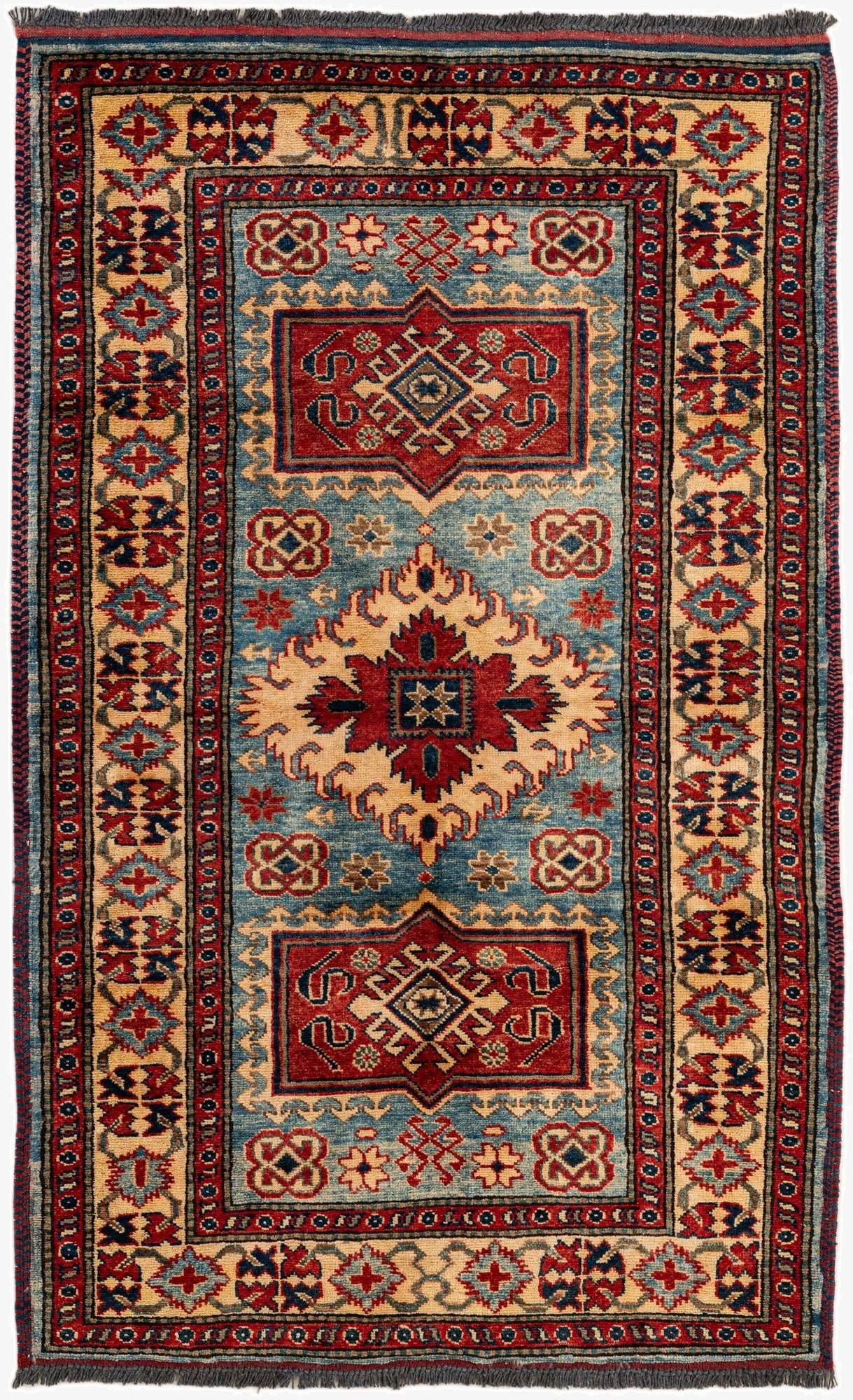  3' 2 x 5' 2  Hand Knotted Kazak Wool Rug