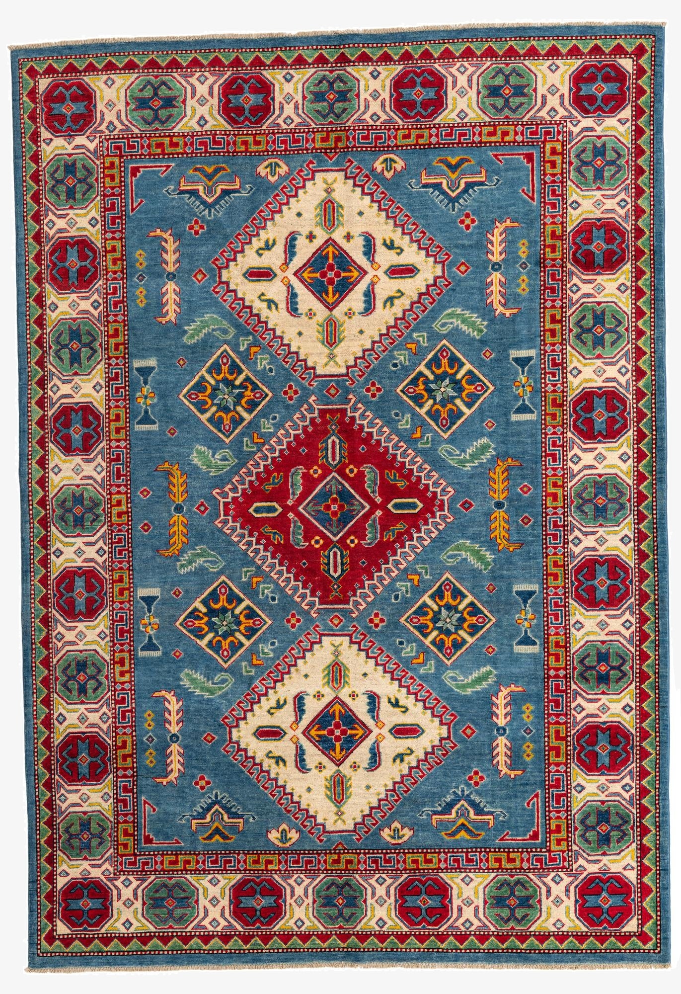  6' 6 x 9' 4  Hand Knotted Kazak Rug
