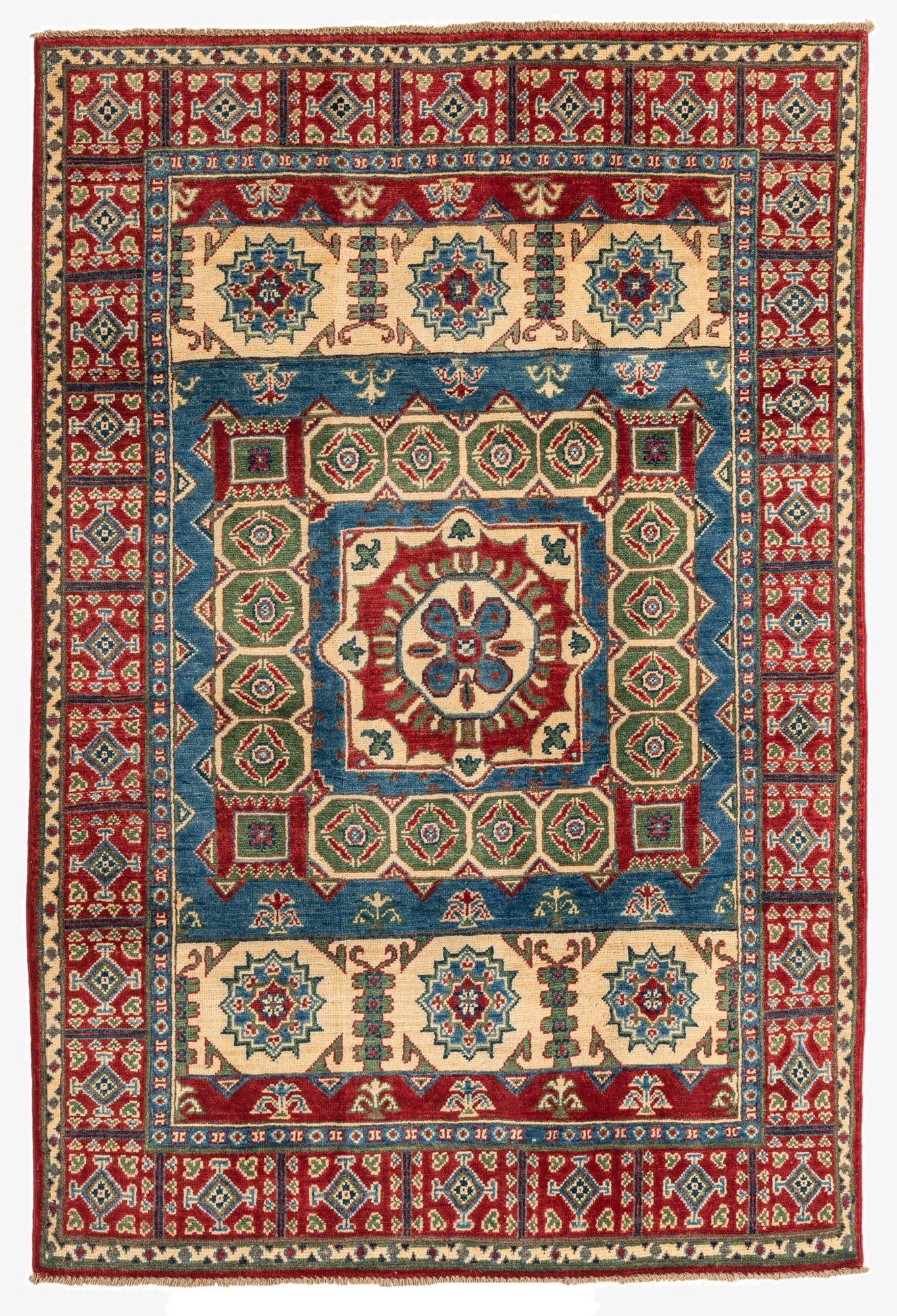  4' 1 x 6' 1  Hand Knotted Kazak Rug