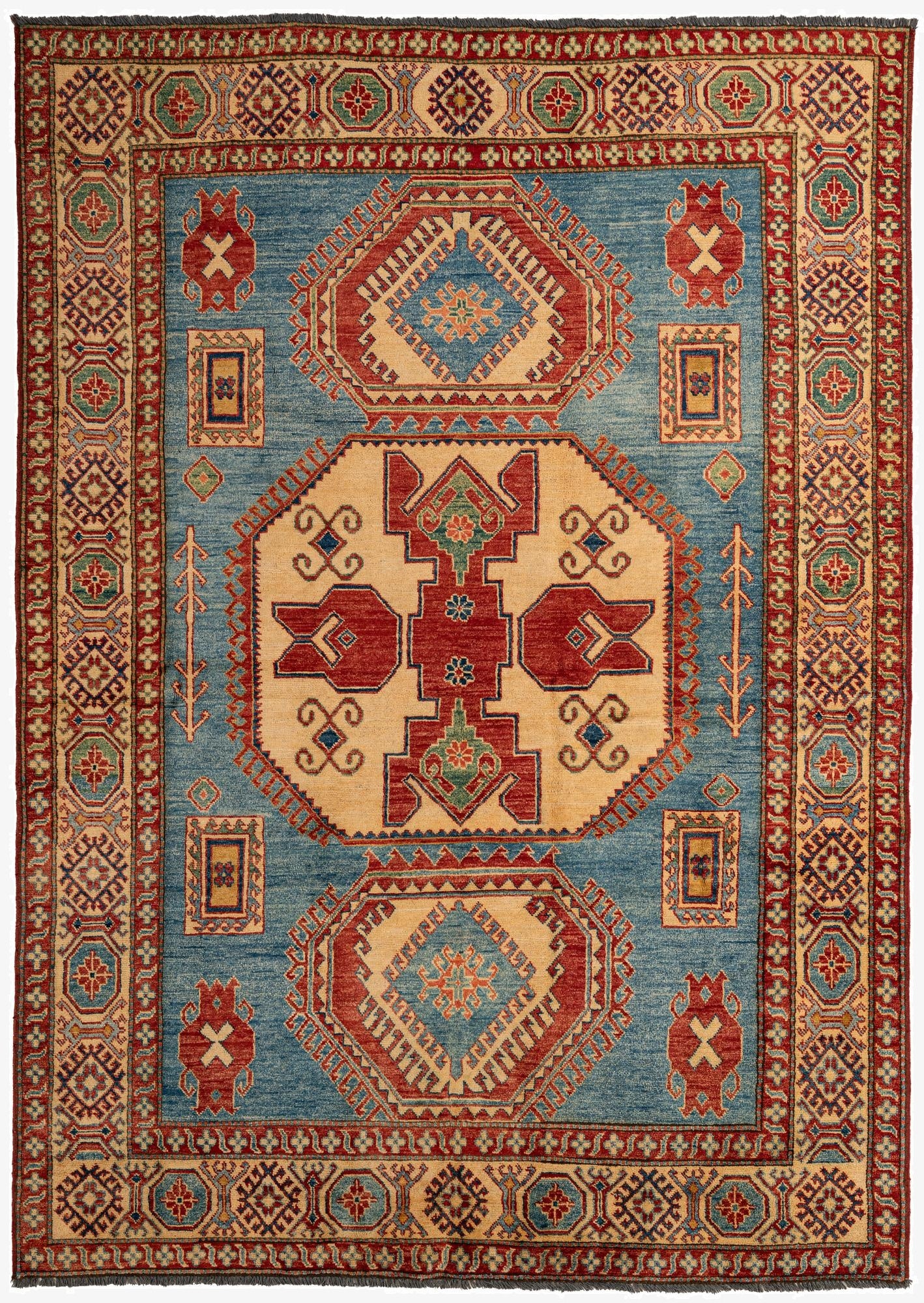  6' 1 x 8' 9  Hand Knotted Kazak Wool Rug