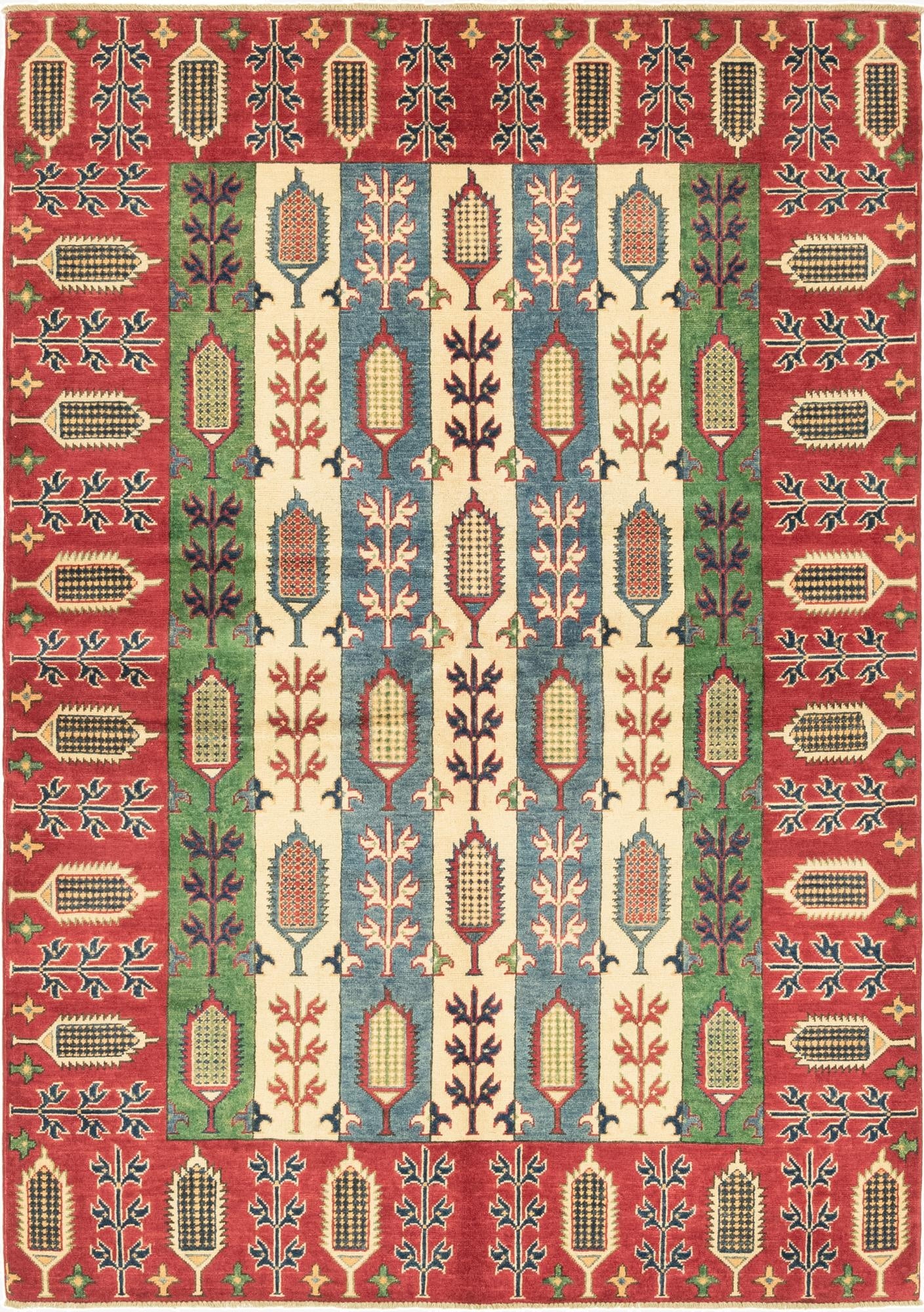  5' 6 x 8'  Hand Knotted Kazak Rug