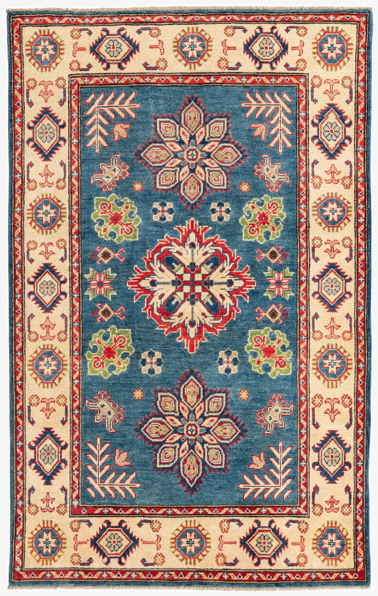  4' 1 x 6' 6  Hand Knotted Kazak Rug