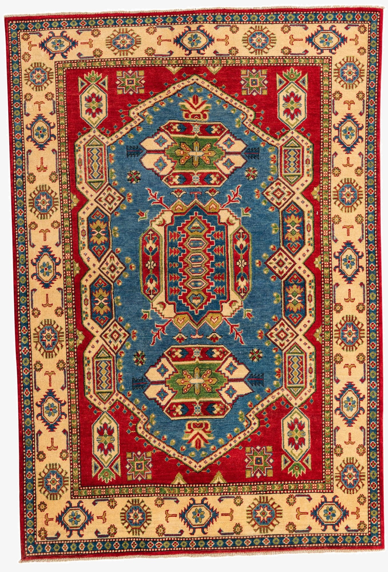  5' 7 x 8' 2  Hand Knotted Kazak Rug